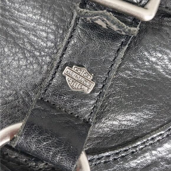 Harley-Davidson Black Leather Buckle Ankle Boots - Picture 10 of 13